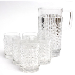 Crystal pitcher with five glasses