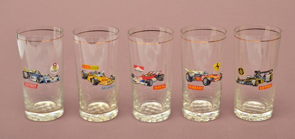 Lemonade glasses with sports cars (5 pcs)
