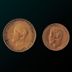 Set of golden coins 