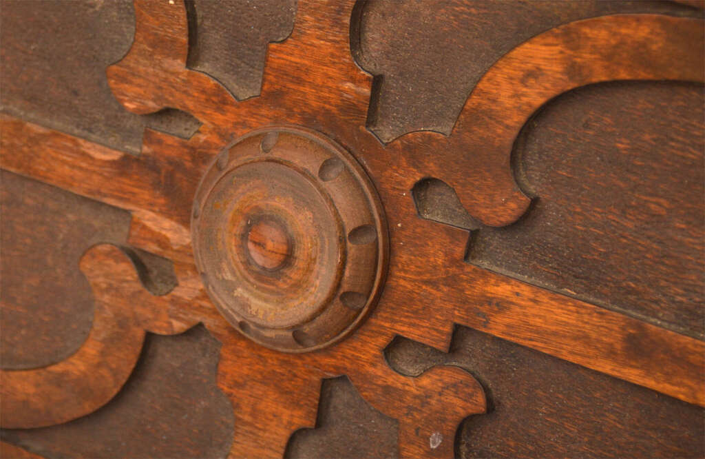 Mahogany hanger with wood carving