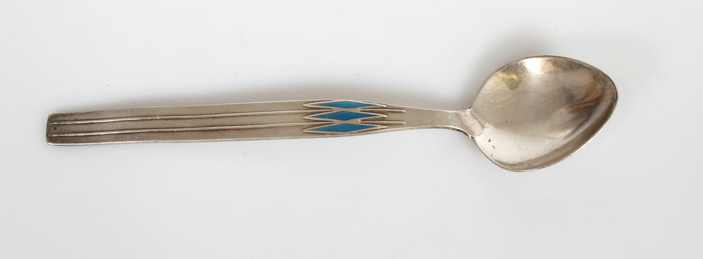 Silver spoon with colored enamel
