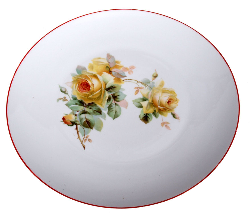 Porcelain plate Yellow roses