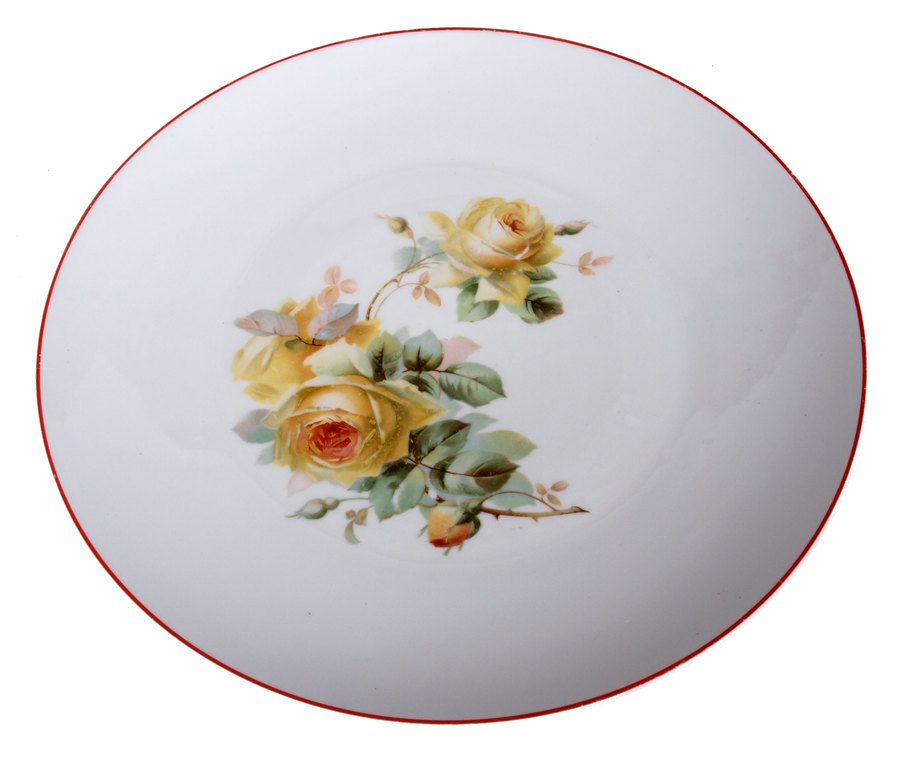 Porcelain plate Yellow roses