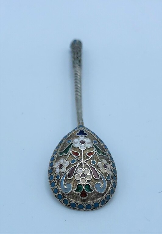 Silver teaspoon with enamel