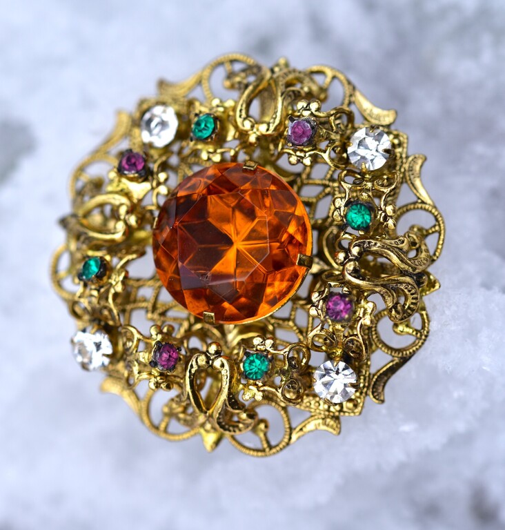 Czech costume jewelry brooch