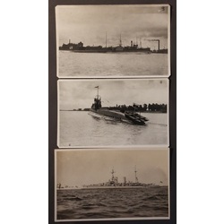 3 photos. 2 submarines and 1 warship of the Latvian Navy in 1930-40.