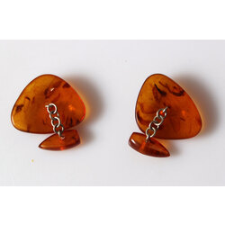 Baltic amber cufflinks with metal fittings (2 pairs)