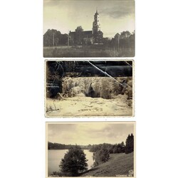 3 открытки - Юверис. Водопад Ренда зимой. Алуксненская евангелическо-лютеранская церковь