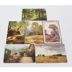 Colorful reproductions of paintings - nature views 6 pcs.