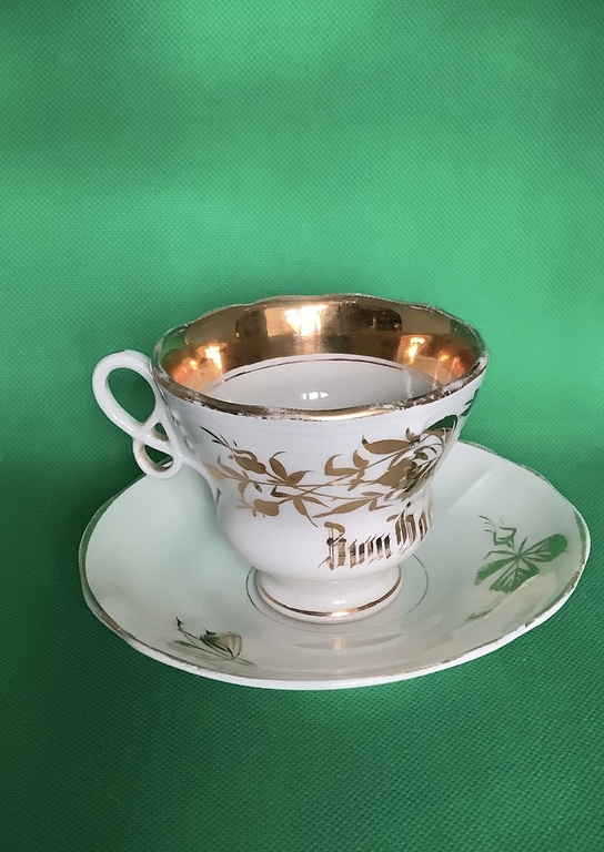 Чайная пара, KPM Клеймо 1844 год, Германия.ручная роспись золотом.