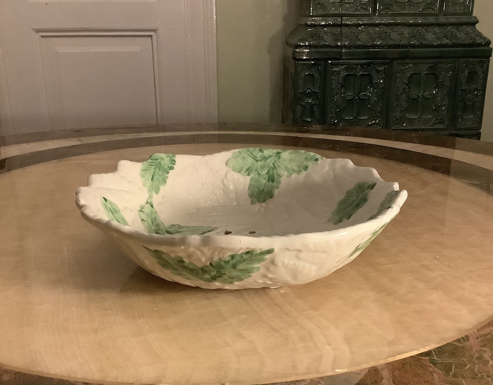 Large Dish for fruit, France 1920-30. hand-painted, ornament in dough.