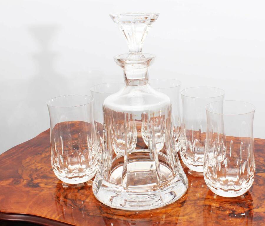 Bohemian crystal decanter with 5 glasses