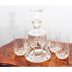 Bohemian crystal decanter with 5 glasses
