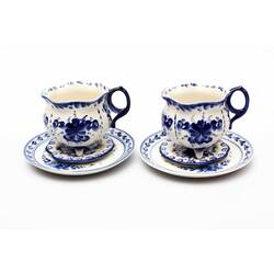 Porcelain tea trio - a pair