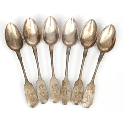 Set of silver spoons with engraving