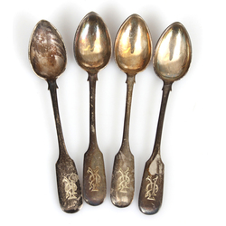 Set of silver spoons with engraving (4 pcs.)