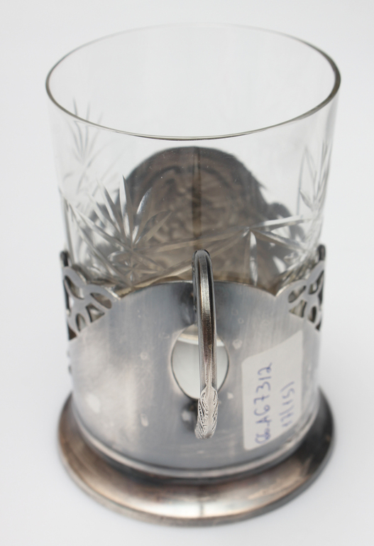 Металлический подстаканник со стеклянной чашкой