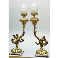 Two bronze floor lamps