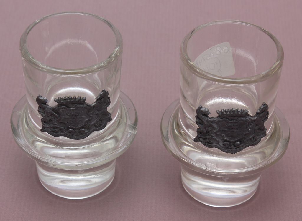 Glass glasses with metal decoration (2 pcs.)