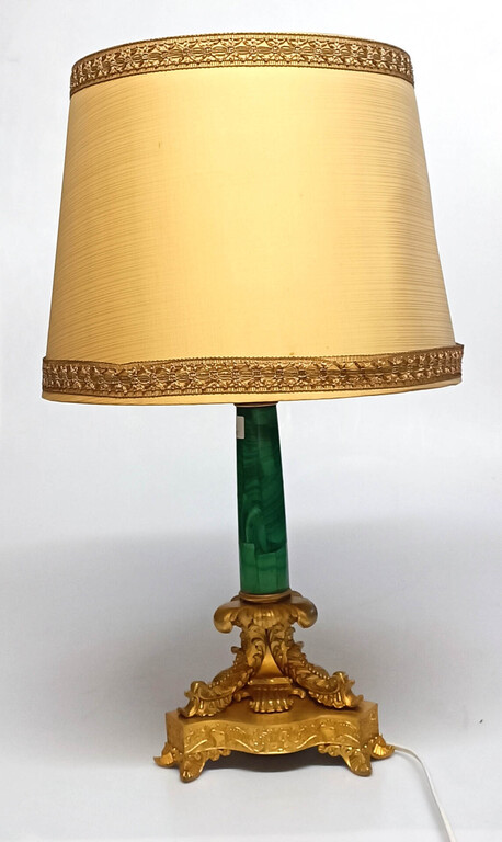 Малахитовая лампа с бронзовым основанием
