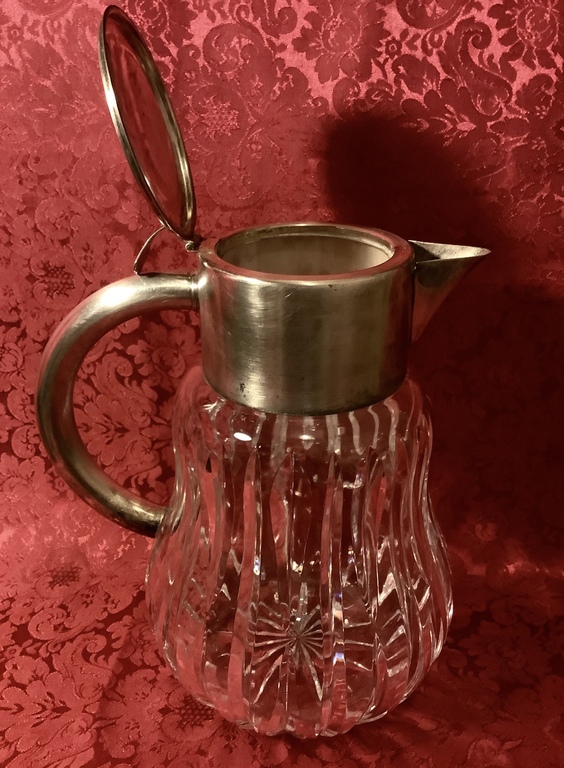 St. Lambert Large pitcher for lemonade. Crystal, silver plated. France. Big heavy. manual grinding