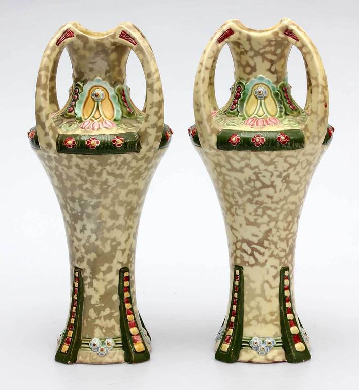 Painted Art Nouveau vases - a pair