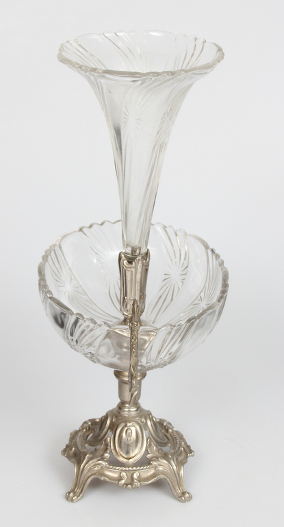 Glass vase with metal finish