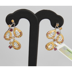 Silver earrings with yellow sapphires, garnets, rhodolites, citrines, aquamarines, tourmalines