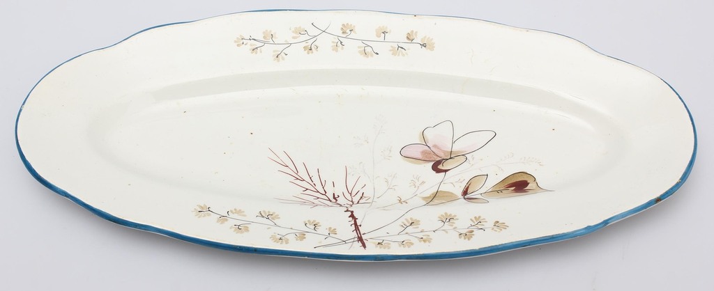 Faience long-shaped serving dish 