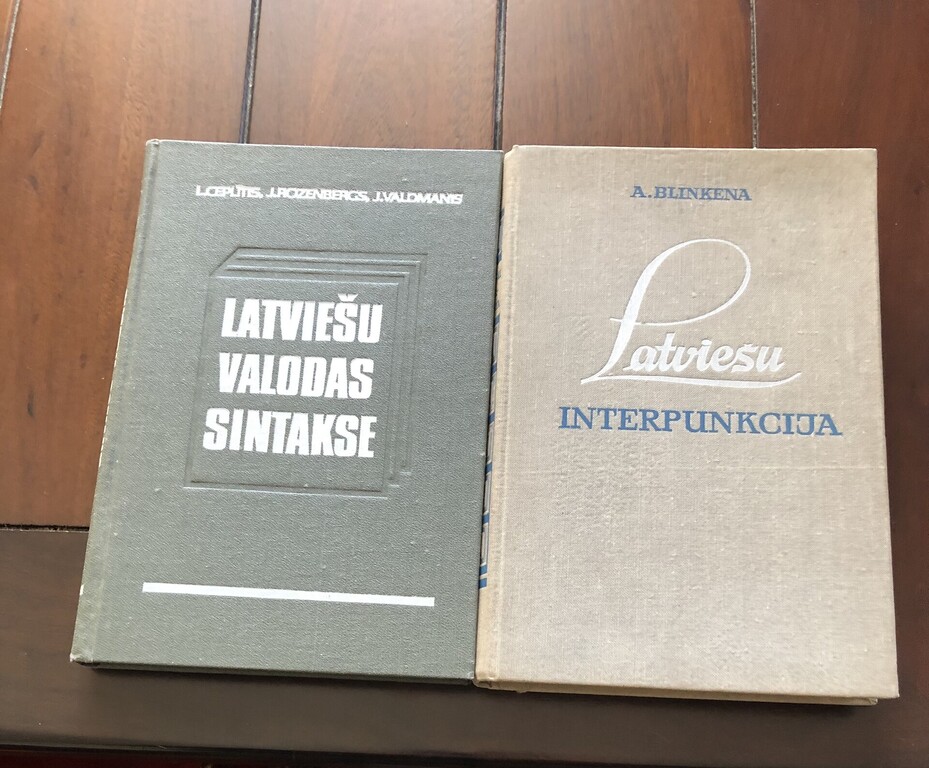 Latvian punctuation, Zinātne Publishing House, 1969; Syntax of the Latvian language, ed. 