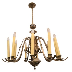 Large bronze chandelier with 10 branches
