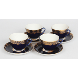 Porcelain cups with saucers (4 pcs.)