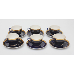 Porcelain cups with saucers (6+6 pcs.)