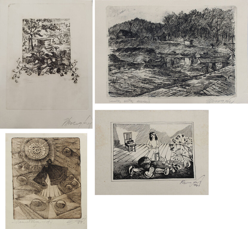 Various etchings by Dz. Ezergaile (4 pieces)