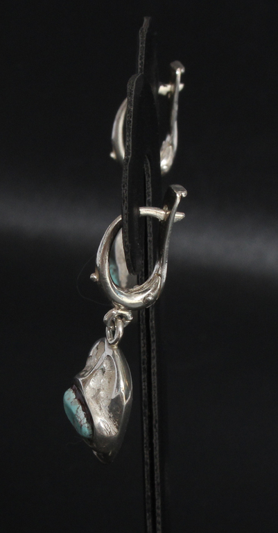 Silver earrings with Iranian turquoise