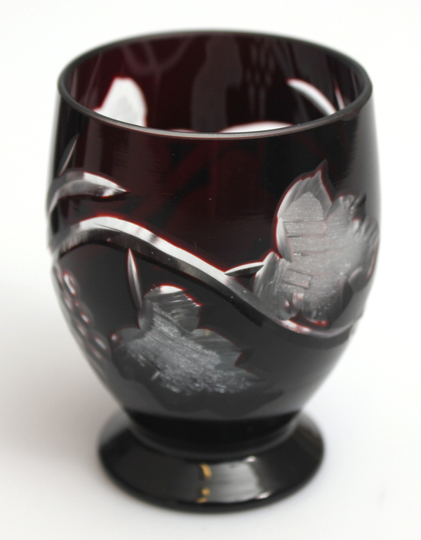 Glass glasses with a grape motif (4 pcs.)