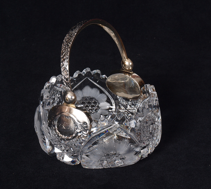 Crystal sugar-basin with silver finish