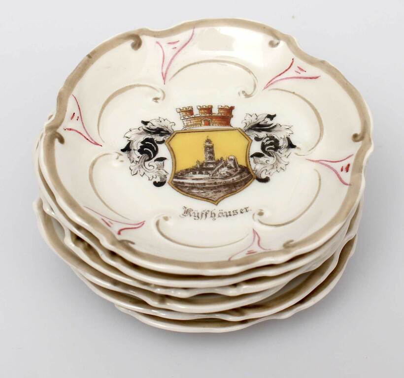Six small porcelain plates