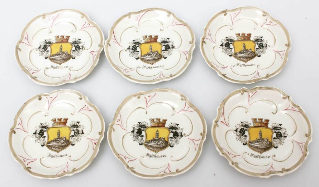 Six small porcelain plates