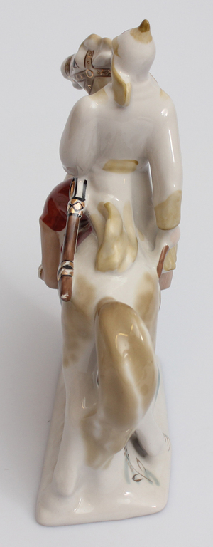 Porcelain figurine ''Sarkanarmietis uz zirga''