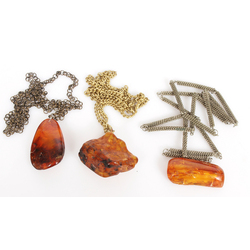 Amber pendants with chain 3 pcs.