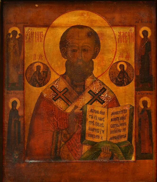 Wooden icon with painting and frame