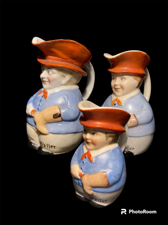 коллекция фарфоровых чайников мужчина с красным шарфом в красной шляпе сапожник в сапогах сэм уэллер карлз диккенс герой рассказа