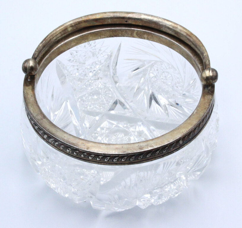 Crystal sugar bowl with silver finish