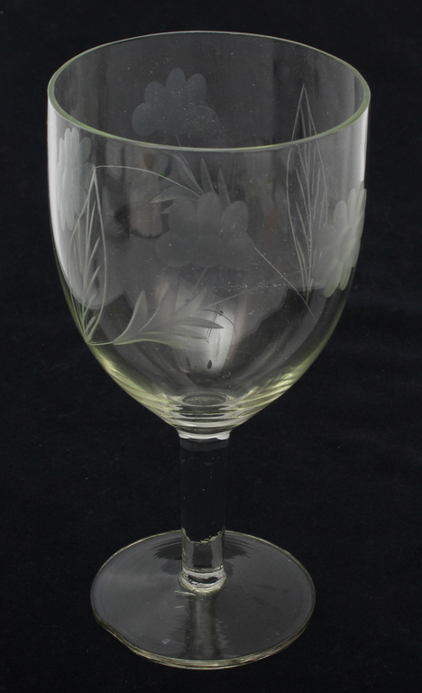 Glass glasses (5 pcs) with a flower motif