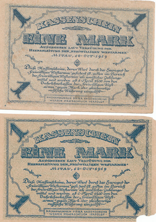 1 mark banknotes 2 pcs. 1919