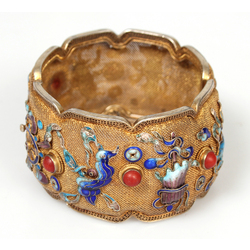 Silver bracelet with enamels