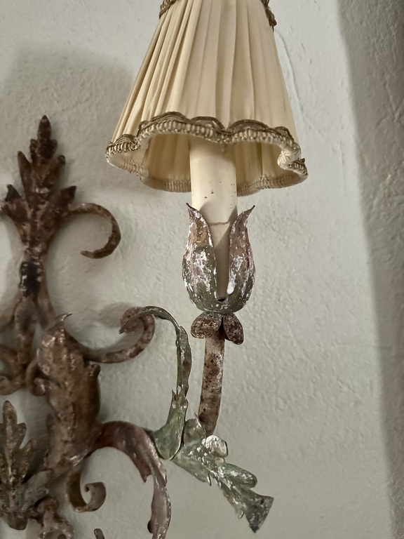 Two wall sconces with lampshades