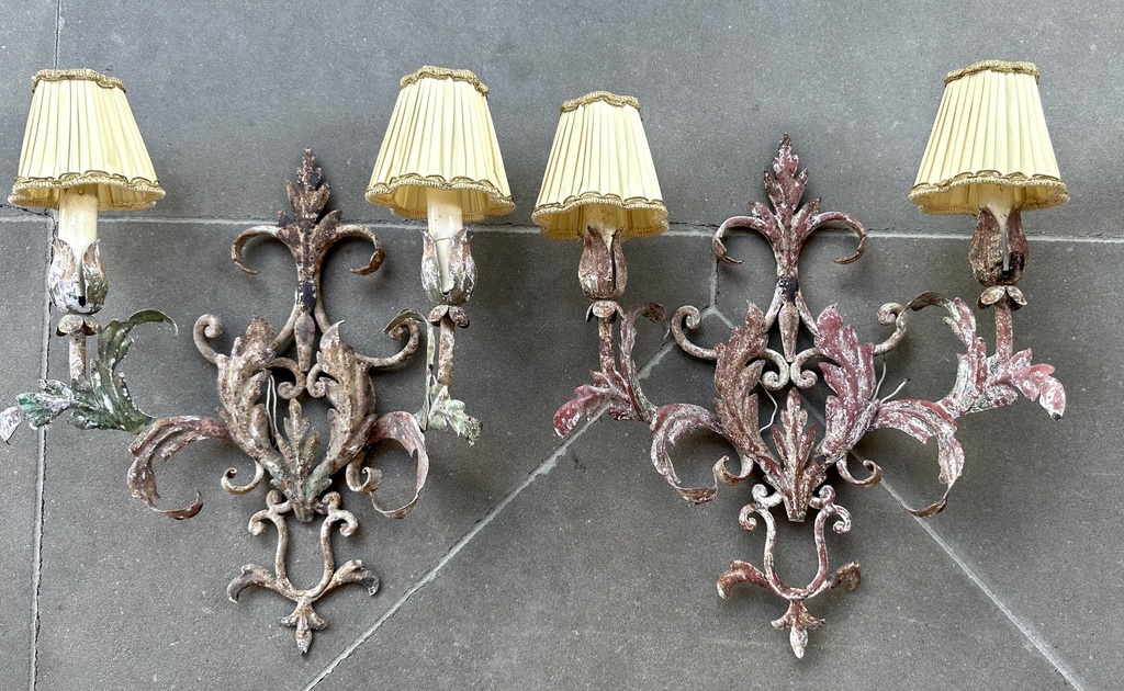 Two wall sconces with lampshades