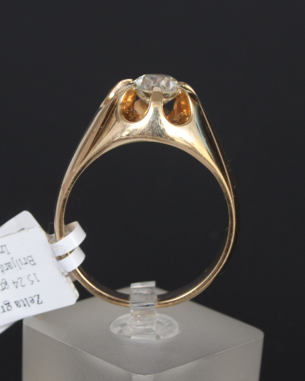 197-011946-1, Золотое кольцо с бриллиантом